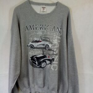 Mens Jerzees Gray L/S Sports Car Classic Pullover Crew neck Sweatshirt XL